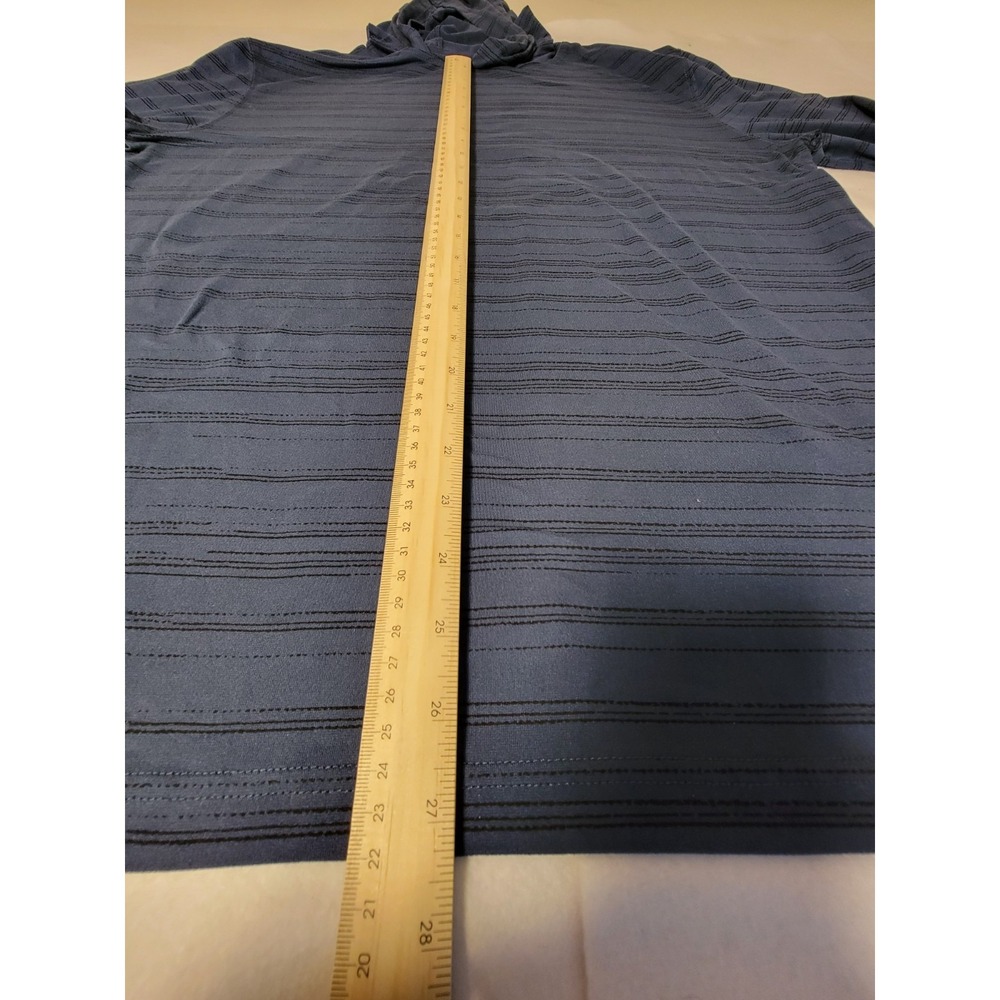 PGA Tour Hoodie Tee Men's L Textured Stripe Long Sleeve Hooded Shirt Blue - Picture 5 of 6